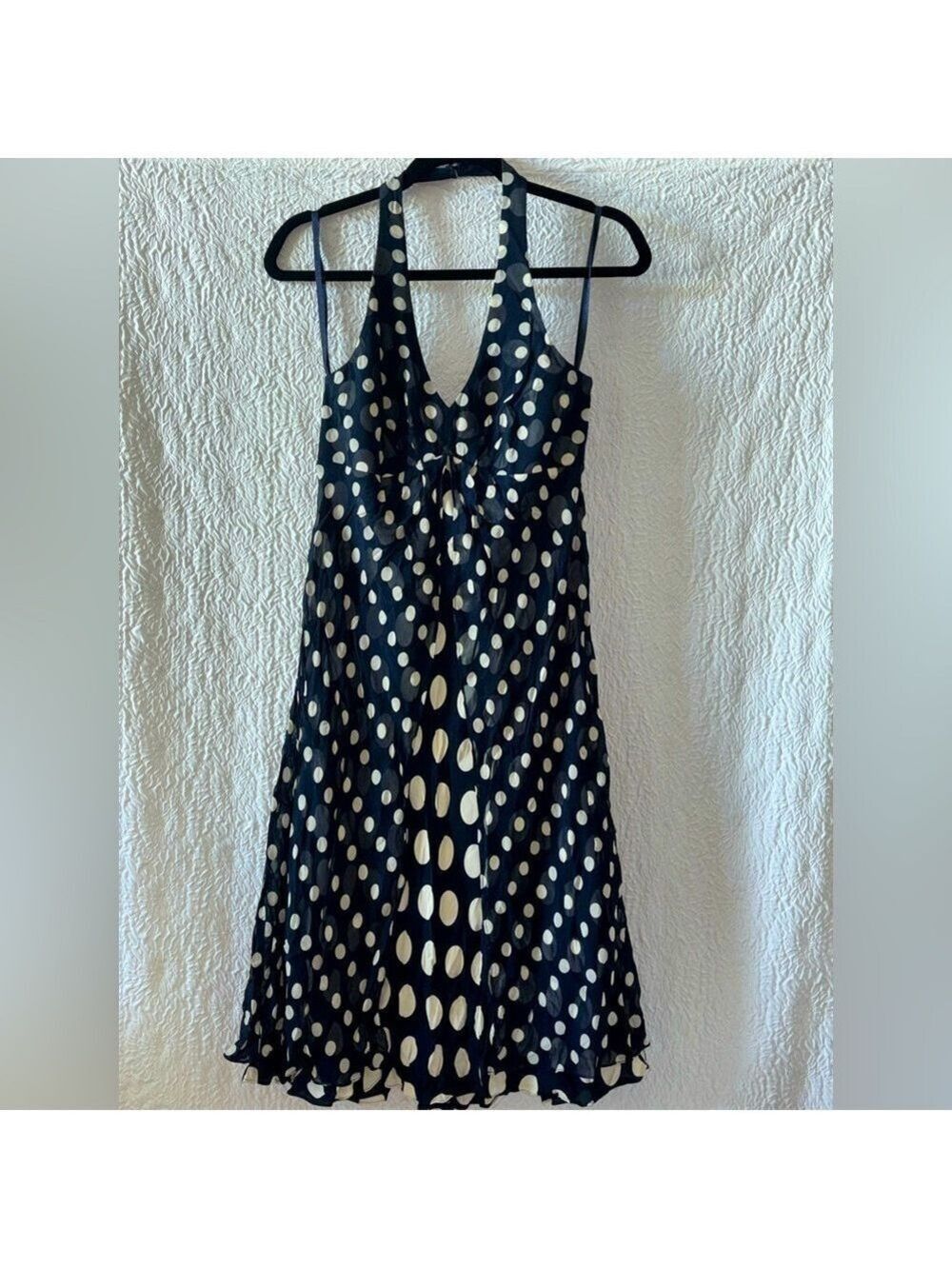 I.N.C. International Concepts Silk Polka Dots Sheer Overlay Halter Midi Dress